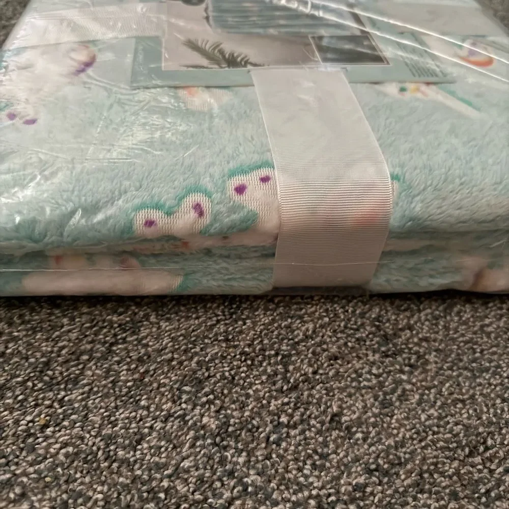 Rainbow Unicorn Sherpa Glow in the Dark Throw Blanket Kids Fantasy Warm Cover